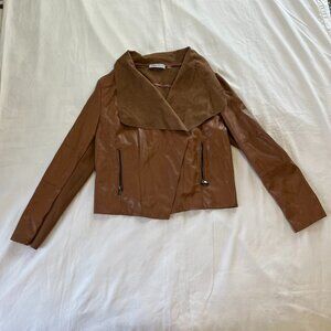 Bagatelle Collection Cognac Brown Faux Leather Jacket | Size L